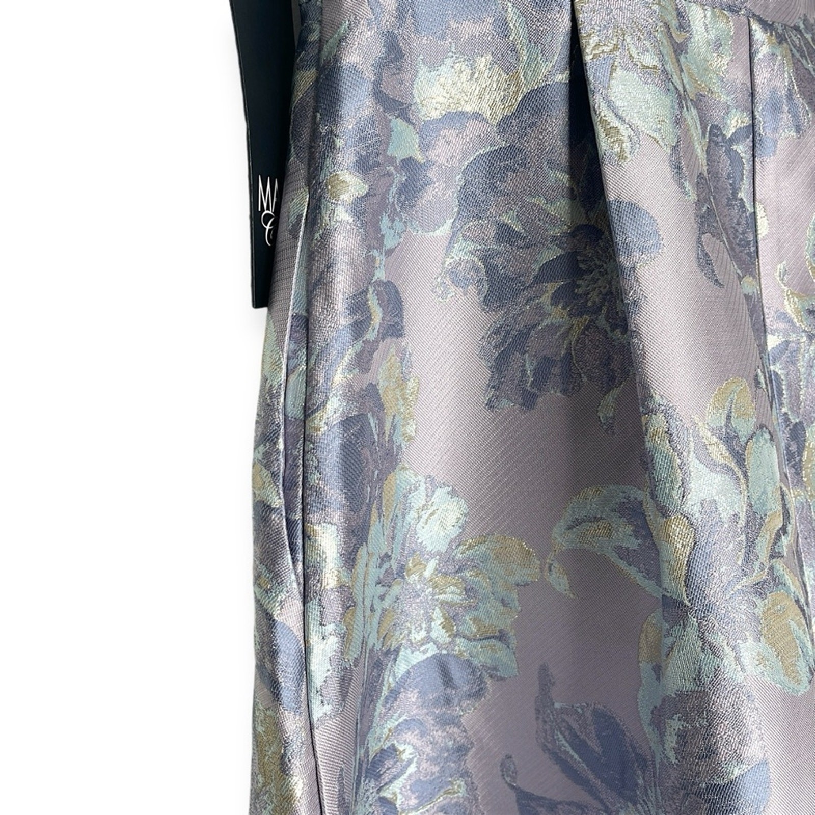 NWT $229 Marina Women’s One Shoulder Floral Jacquard Metallic Maxi Gown, Sz 8