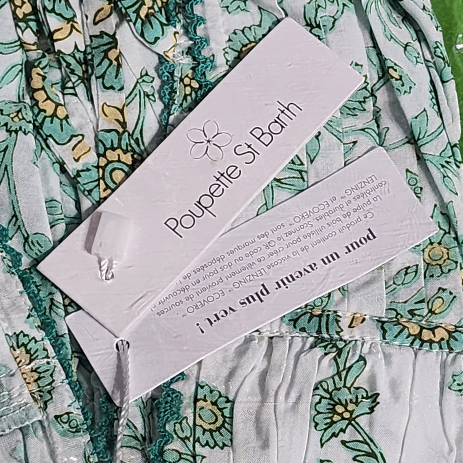 Poupette St Barth Ciao Mini Dress Size S Green Lazuli Coastal Resort Floral NWT