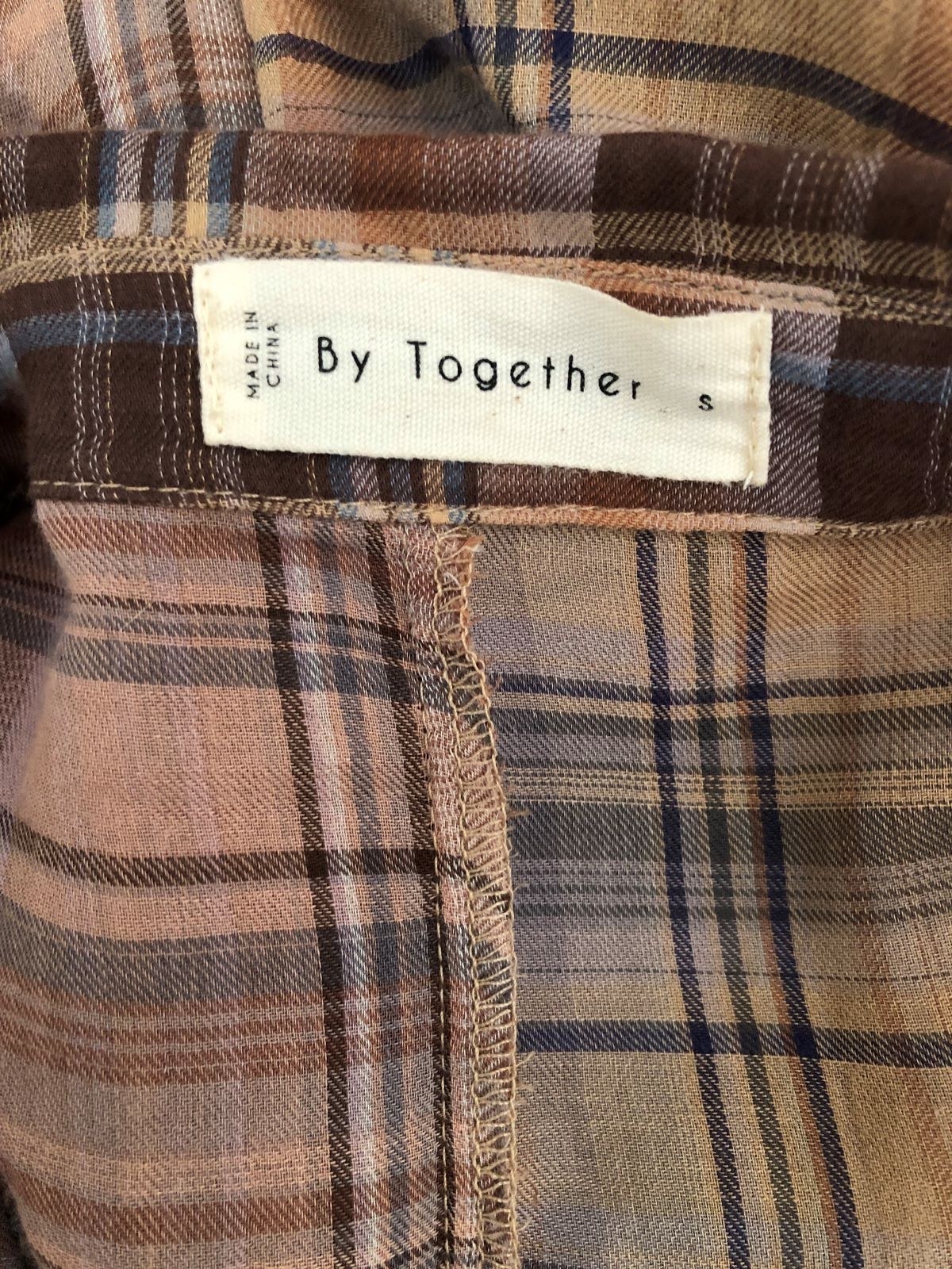 By Together Plaid Cotton Dress Oversized Separate Lining Size Small