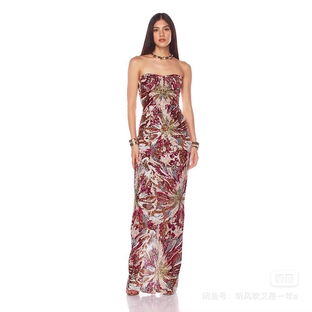 NWOT BRONX AND BANCO Dahlia Fuchsia Multi Maxi Dress XS/S/M/L