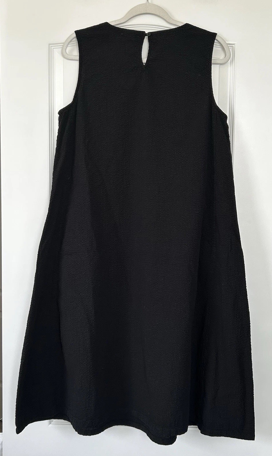 Eileen Fisher Black Textured Sleeveless Shift Dress Size M Minimalist Lagenlook