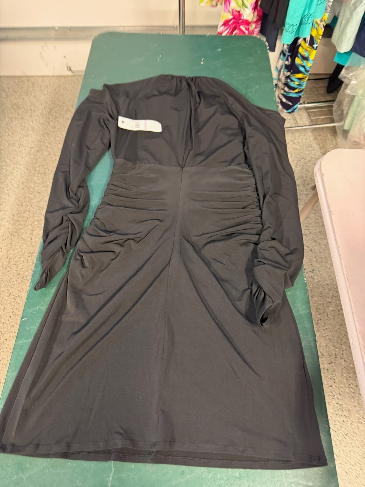 NWT Boston Proper Black Cold Shoulder Dress Size 6 Ruched Long Sleeve Stretch