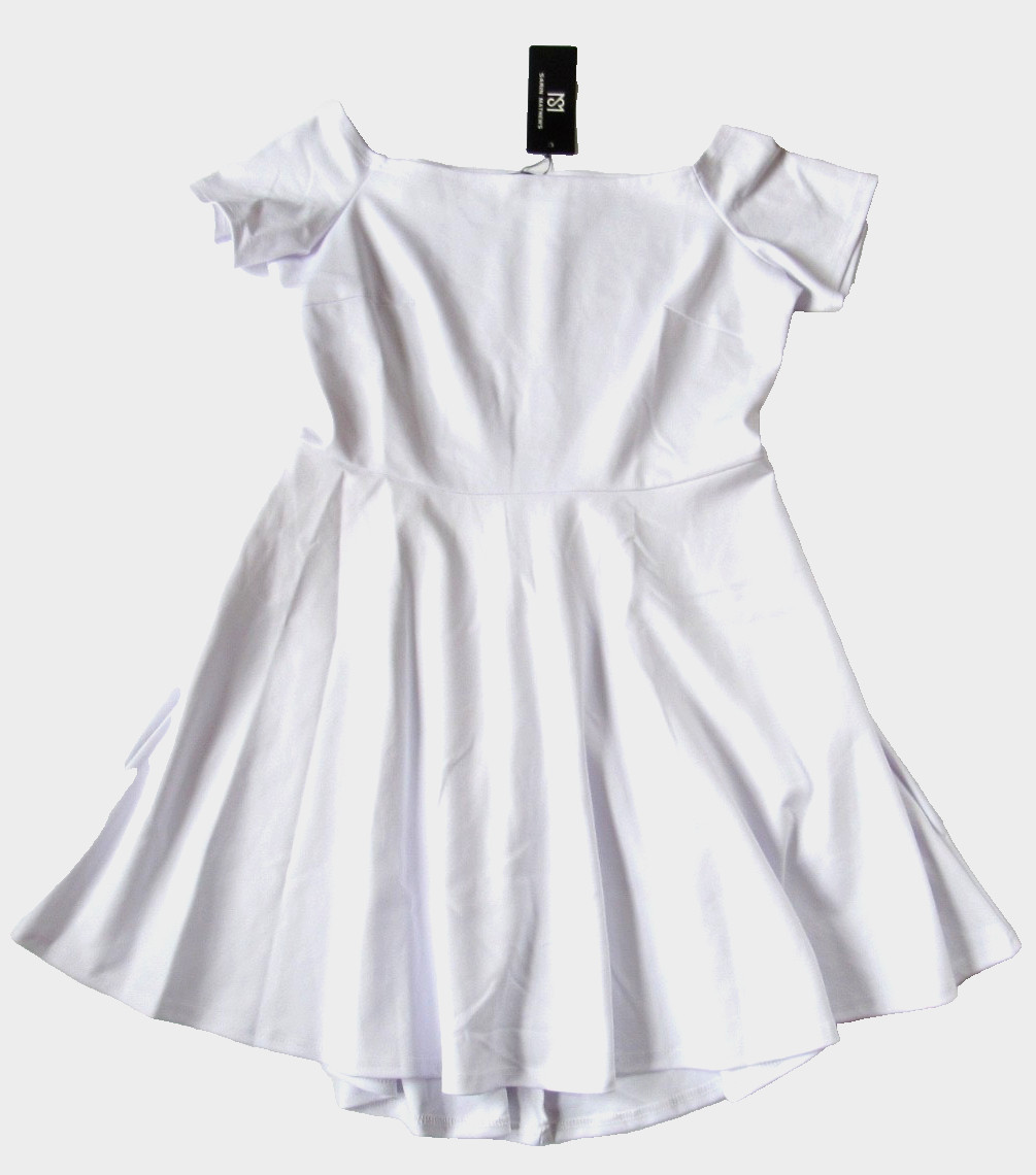 NWT Sarin Mathews Dress White Poplin Fit Flare Short Sleeve XXL 2XL