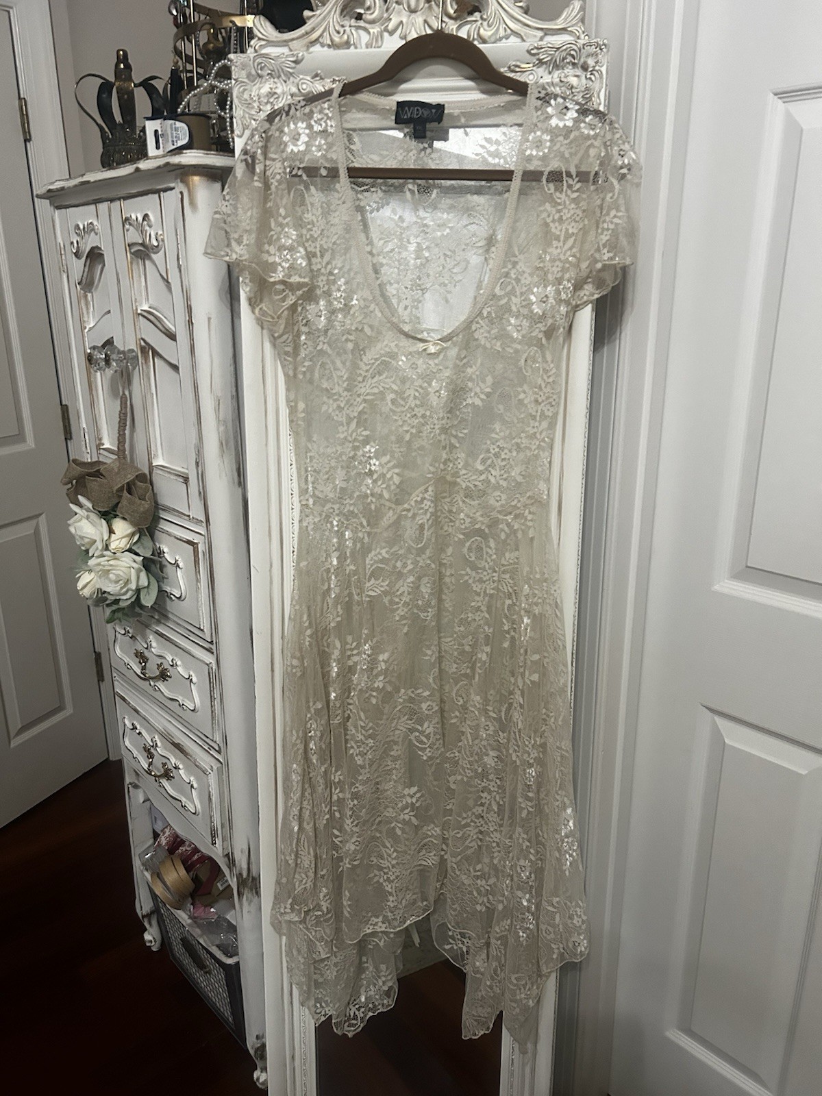 Dolls Kill Widow Dearly Departed Stretchy Lace Asymmetrical MIDI Dress XXL NWOT