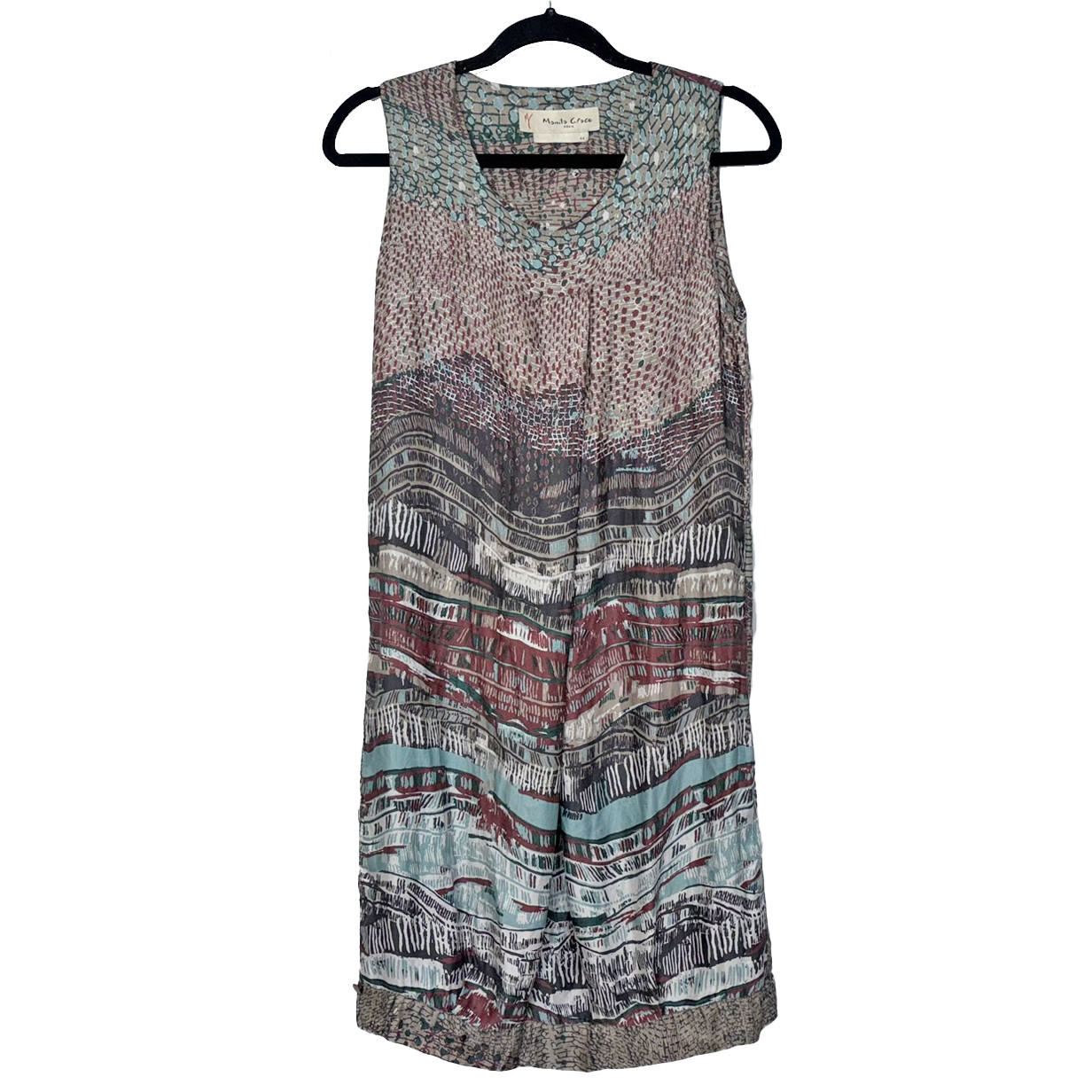 Manila Grace Italian Silk Blend Abstract Print Sleeveless Dress – Size 8-10