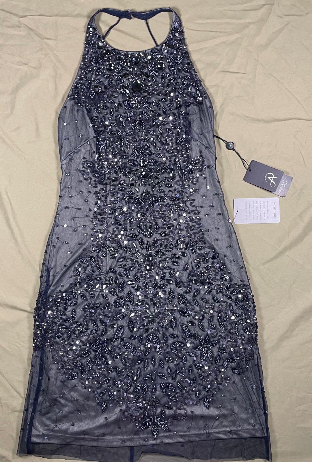 Adrianna Papell Women’s Size 4 Blue Beaded Sequin Cocktail Evening Dress NWT