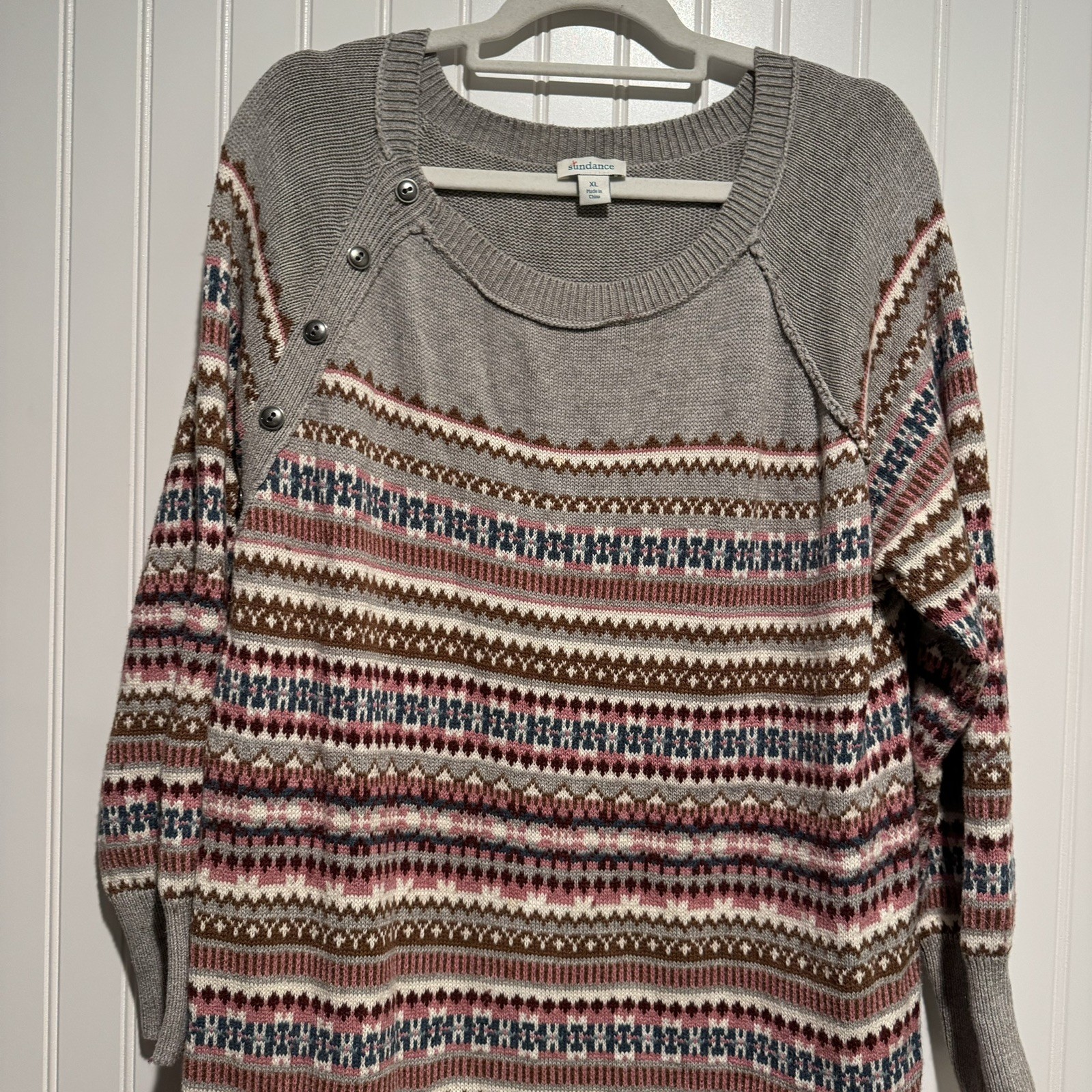 Sundance Elise Lighthouse Fair Isle Wool Knit Dress Size XL
