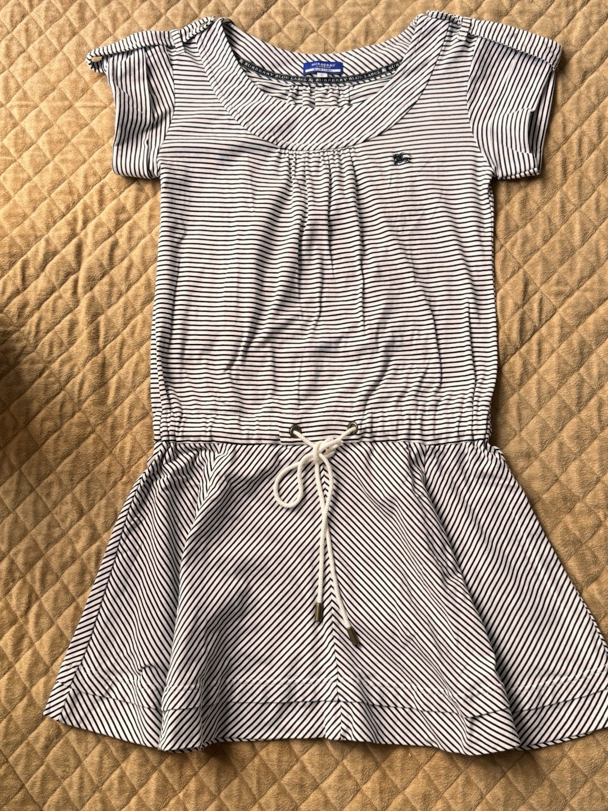 Authentic Burberry Dress Blck And White Stripe Usa Seller Fast Shipping