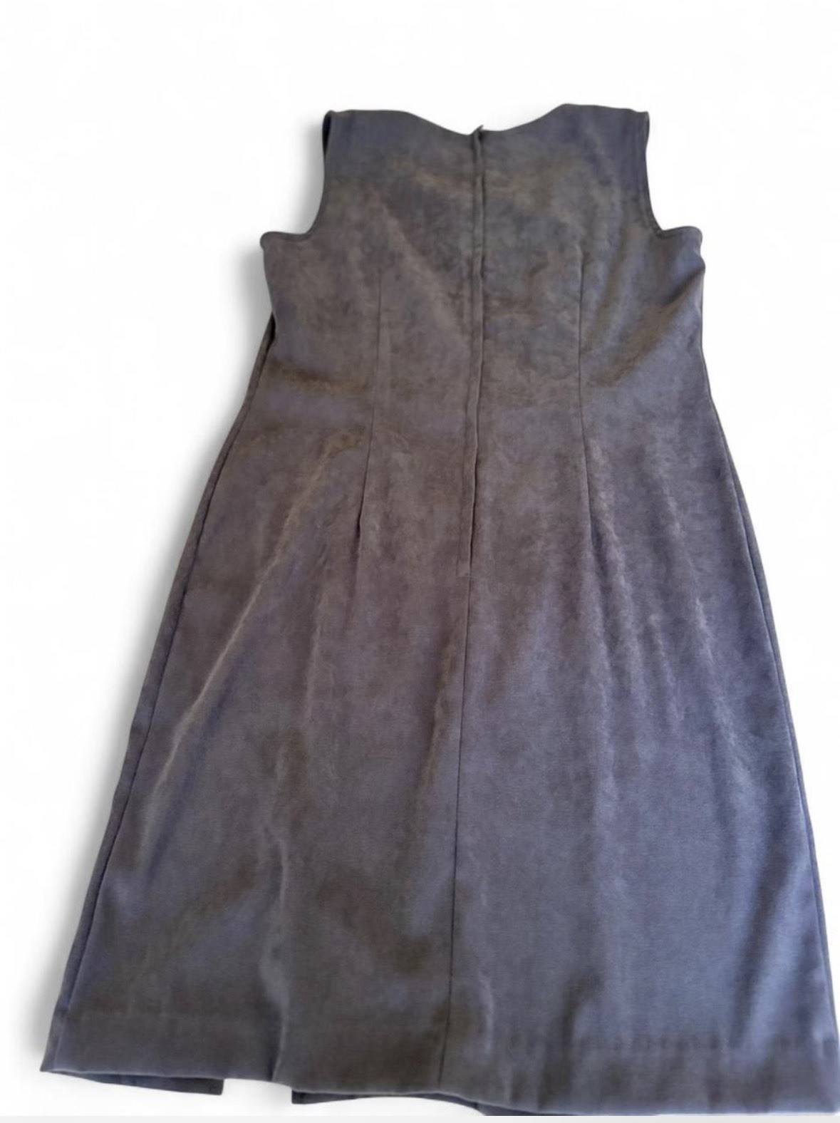 Vtg Betsy Lauren Gray Solid Scoop Neck Sheath Dress Slit Zip Petite 6
