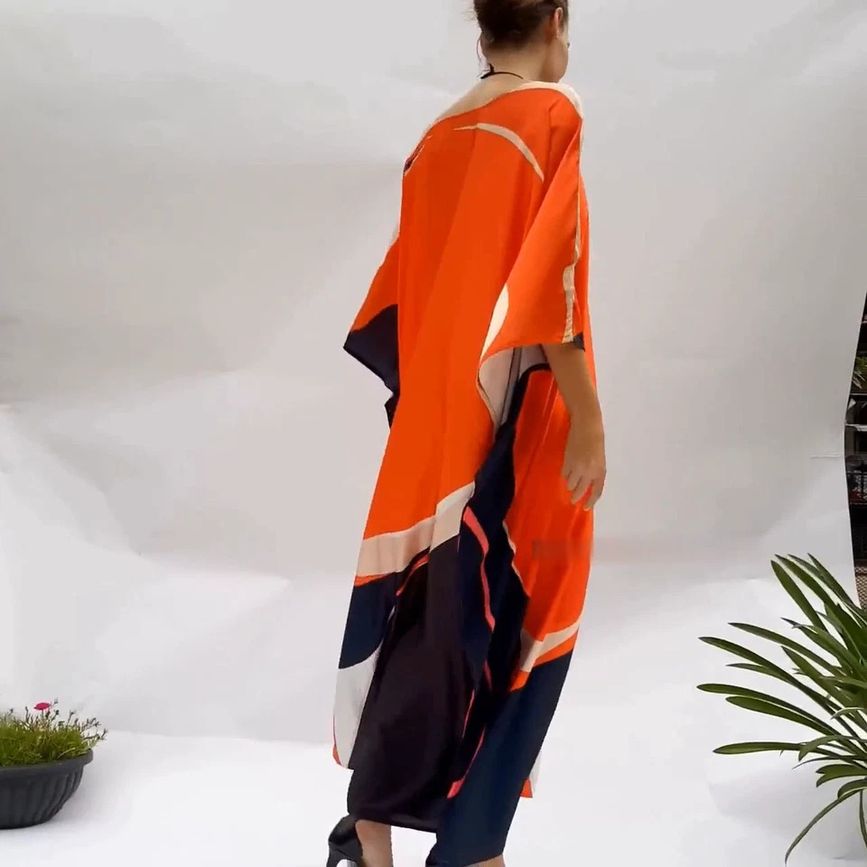 Most Beautiful Black & Red Caftan, Long Kaftan, Soft Satin Silk Kaftan J5823
