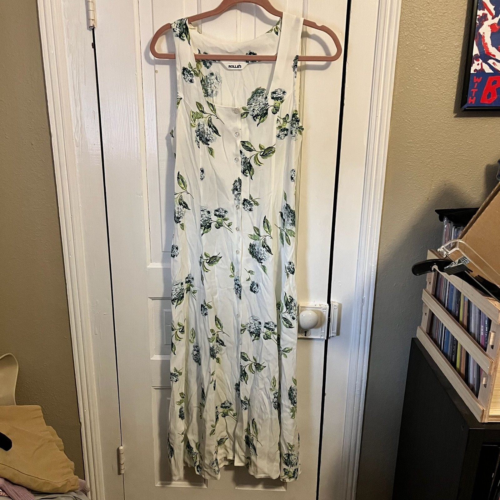 Rolla’s Claire Hydrangea Midi Dress White Floral Size Small