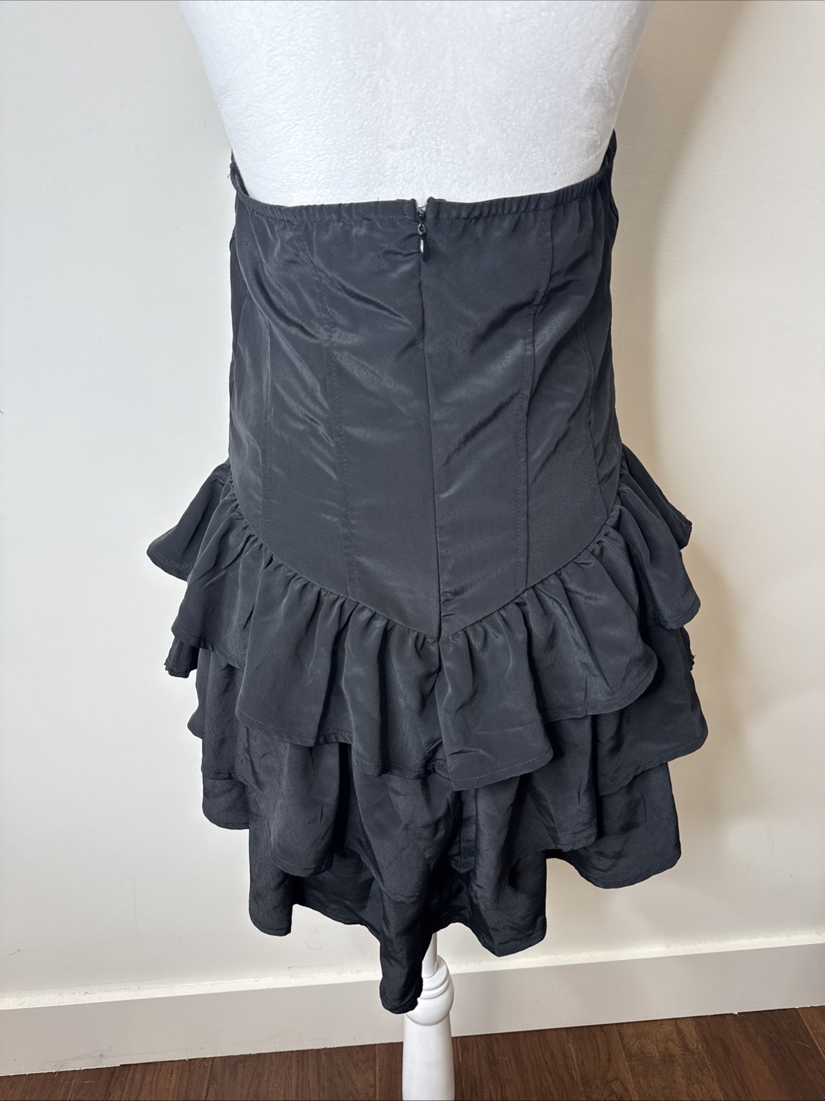 NEW Gothic Strapless Corset Ruffle Layered Mini Dress Babydoll Dark Fairy ALT L