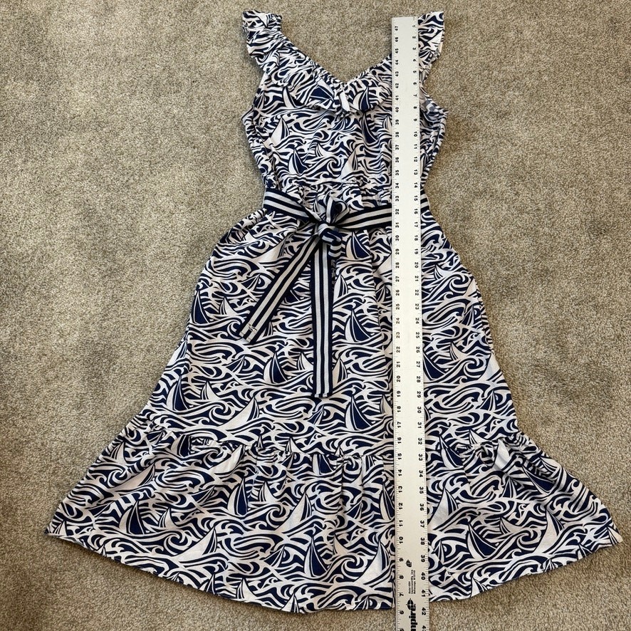 Vineyard Vines x Target medium ruffle belted nautical pockets dress D4 2469
