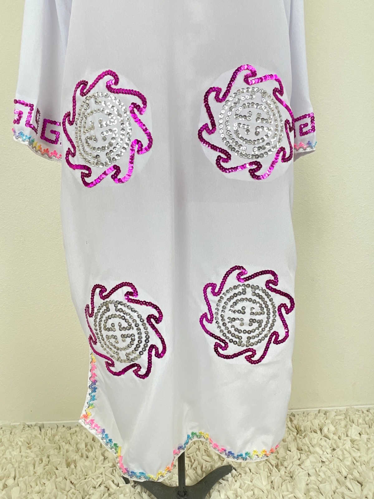 Chinese Dress COLORFUL SEQUIN Holiday New Year Performance Party Costume Sz L ?