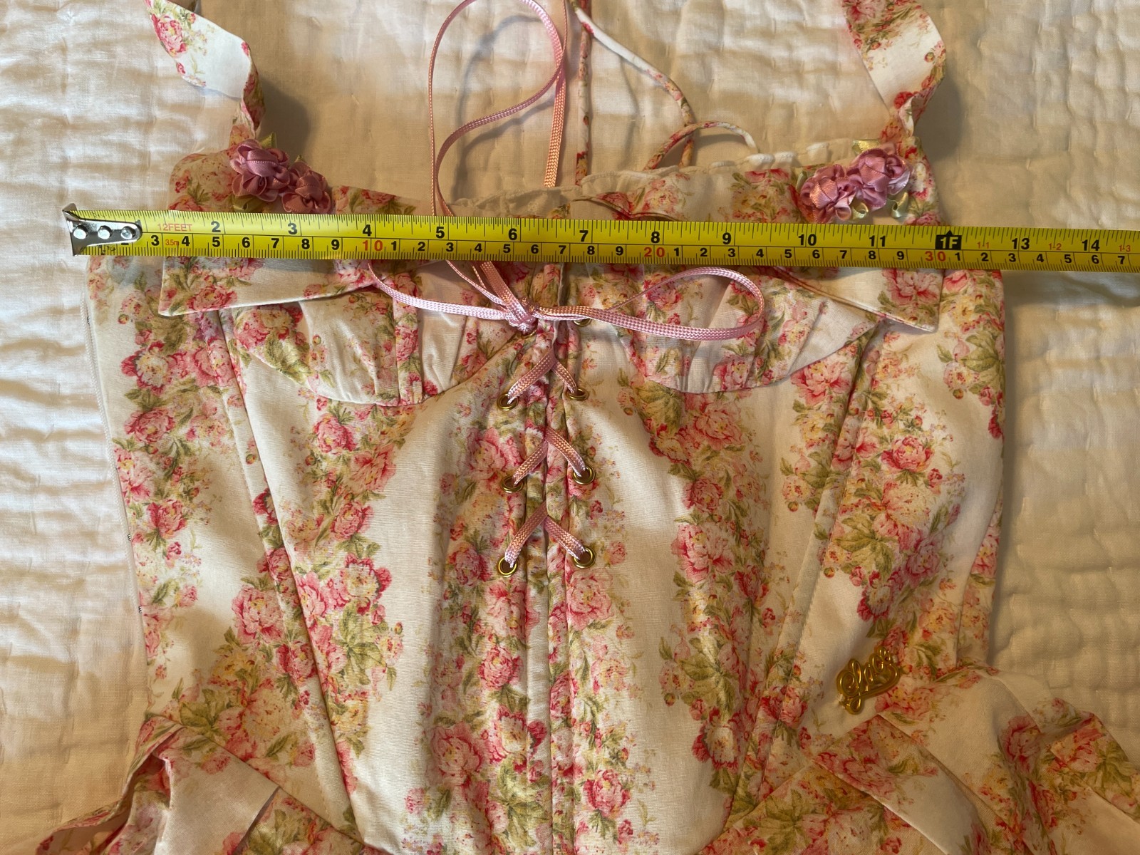 Lacemade Pink & White Floral Halter Top Sundress – Junior Size M