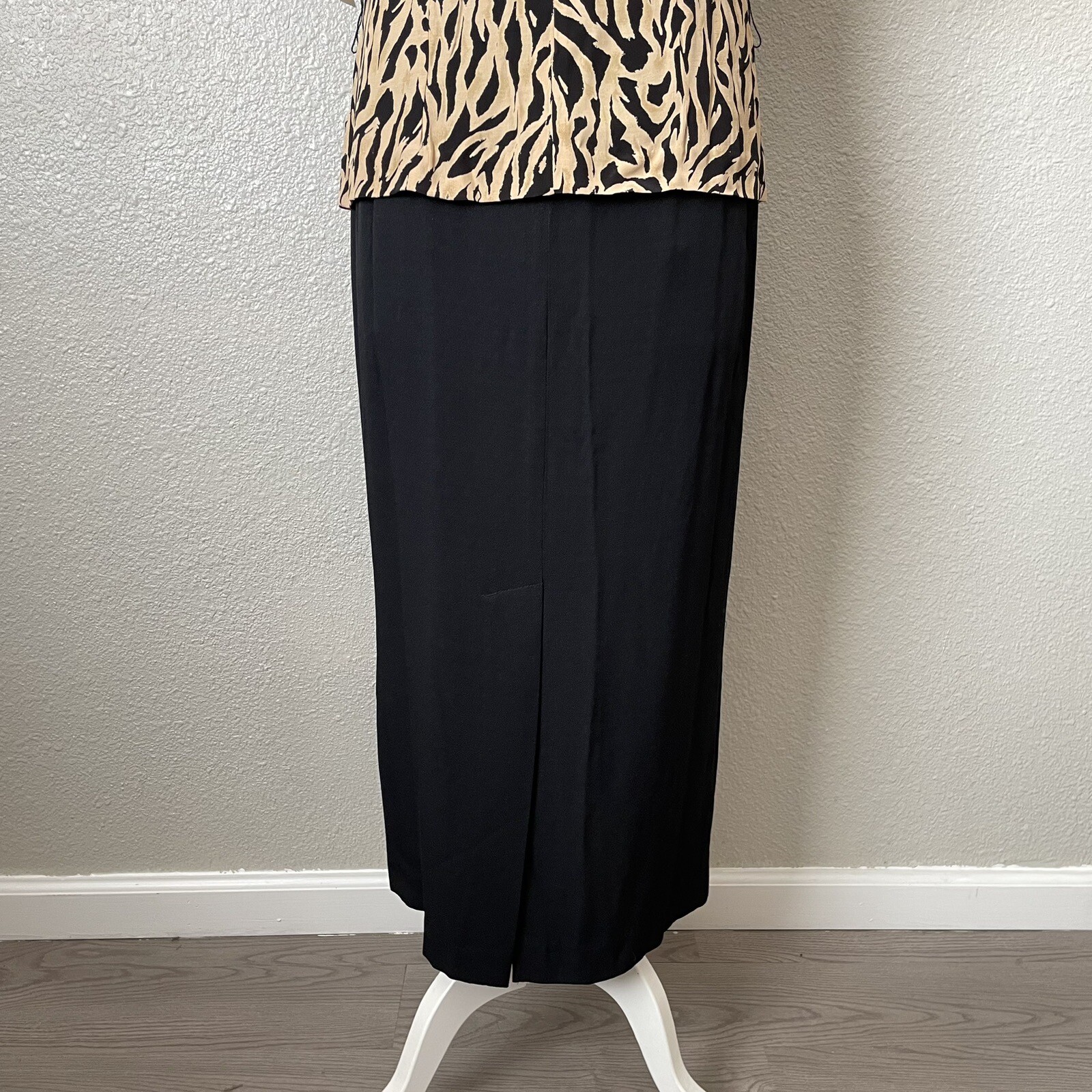 Lois Snyder Dani Max Tiger Office Evening Maxi Dress 90s 80s Vintage Modest 12