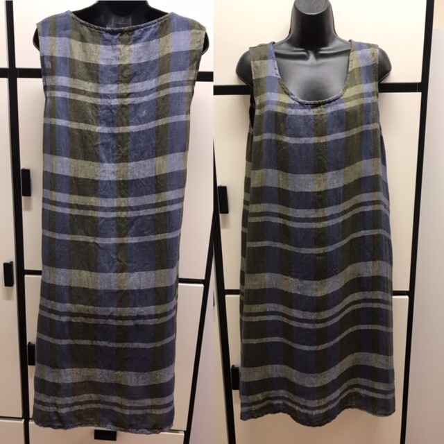 Flax Lithuania S Blue Combo Color Block Stripe Linen Dress Harmony Collection