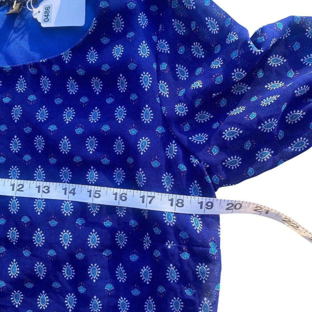 As U Wish Womens Blue Printed Shift Dress Size L Floral Hemline Long Sleeve