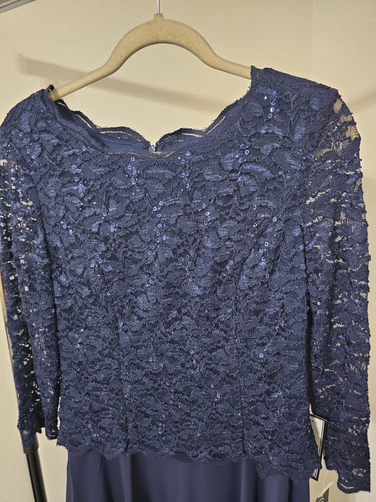 Alex Evenings Sequined Lace Contrast Midi Dress Sz10 $189 (A180)