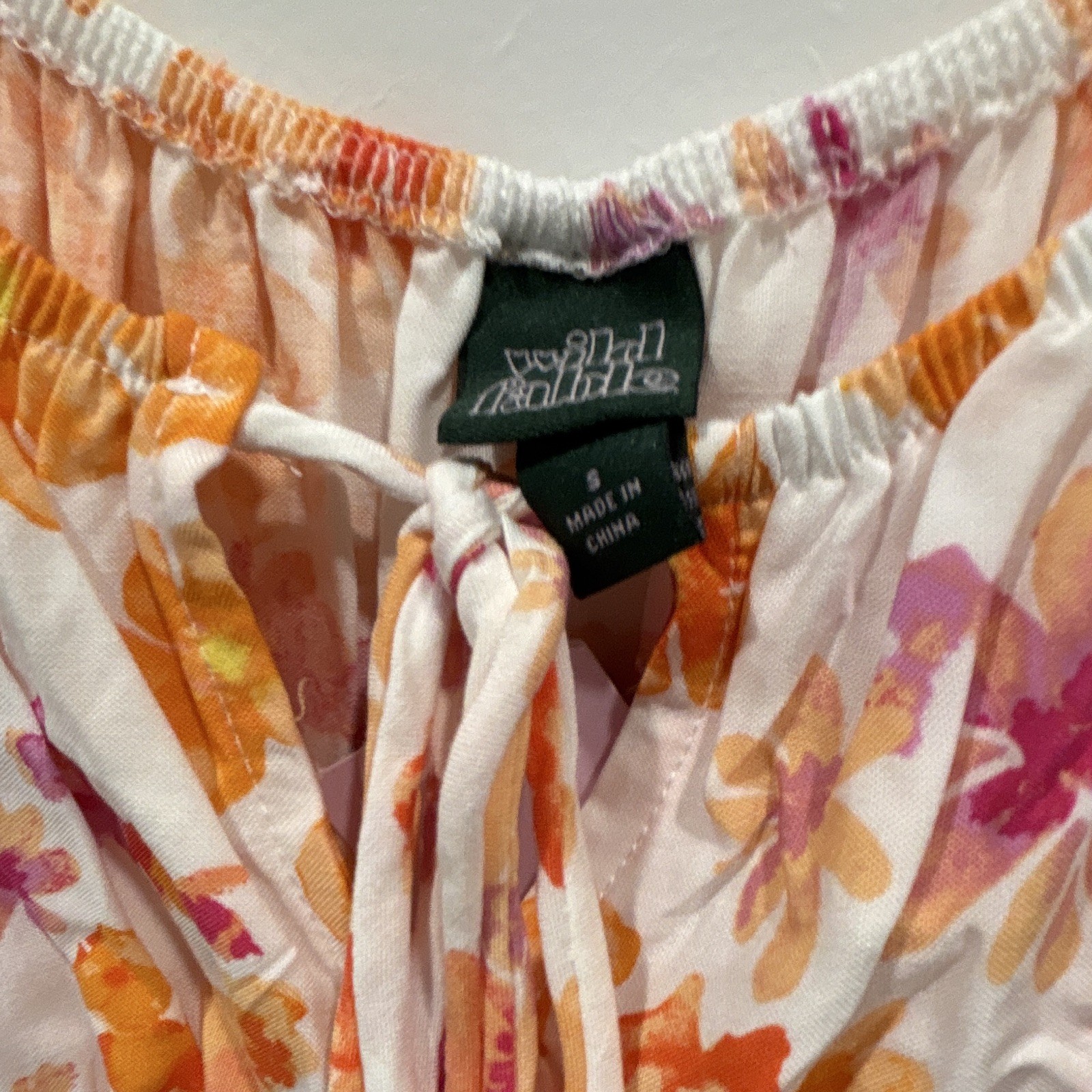 Wild Fable Floral Smocked Ruffle Mini Dress Women’s S White Orange Pink