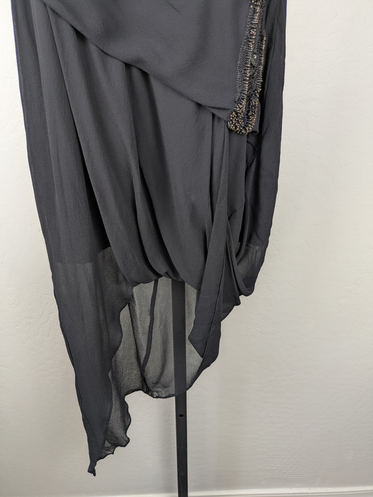 Helmut Lang size 2 black beaded Asymmetric Draped Twist Sleeveless Dress RARE